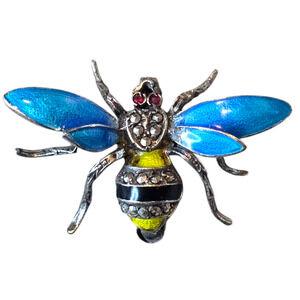 Vintage Alice Caviness Sterling Silver Bumble Bee Brooch Germany Marcasite Pin